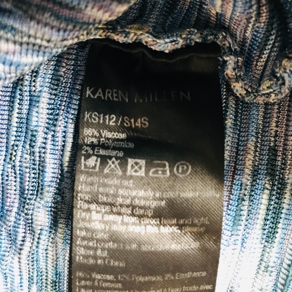 KAREN MILLEN {4} Dress Light Blue Metallic Knit Bodycon - Picture 8 of 15